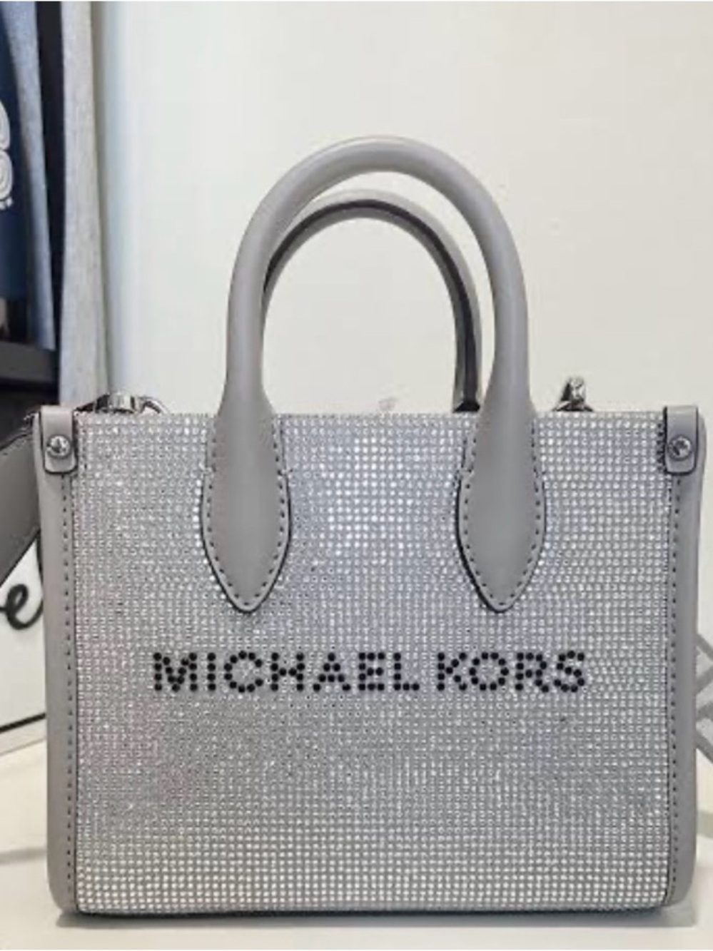 Mirella XS Michael Kors Silver Crystal-Embellished Mini Tote